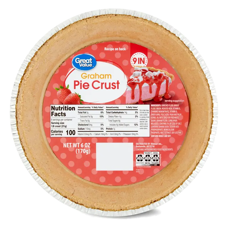Great Value Graham 9-inch Pie Crust, 6 oz, Ready to Use Pie Shell