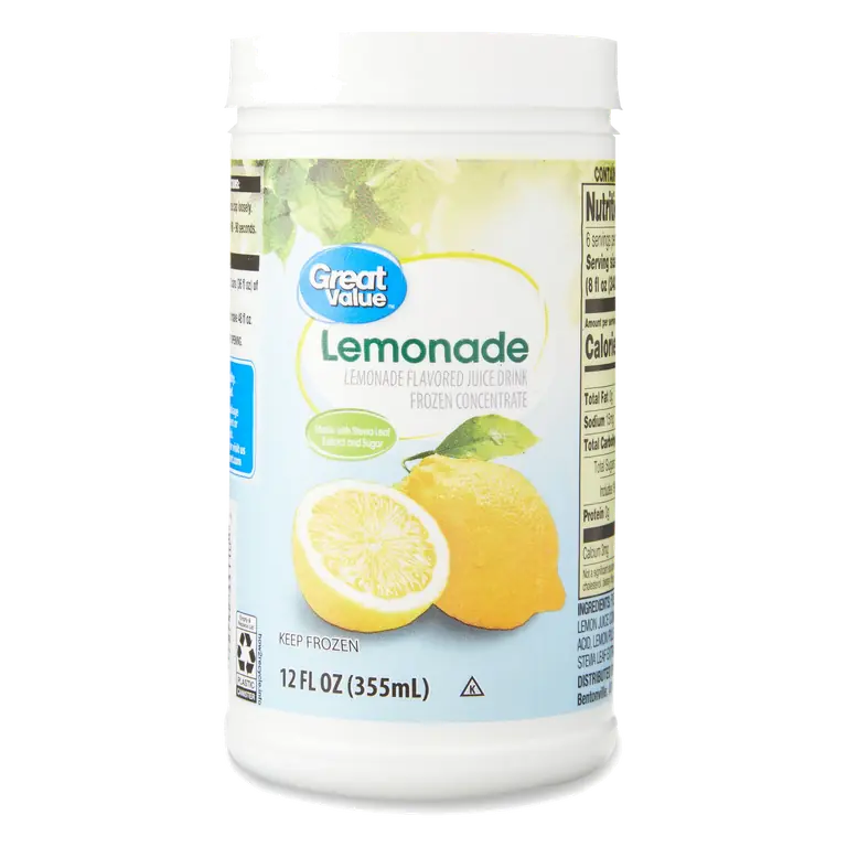 Great Value Lemonade Frozen Concentrate 12 fl oz with Stevia Lemon Juice & Pulp