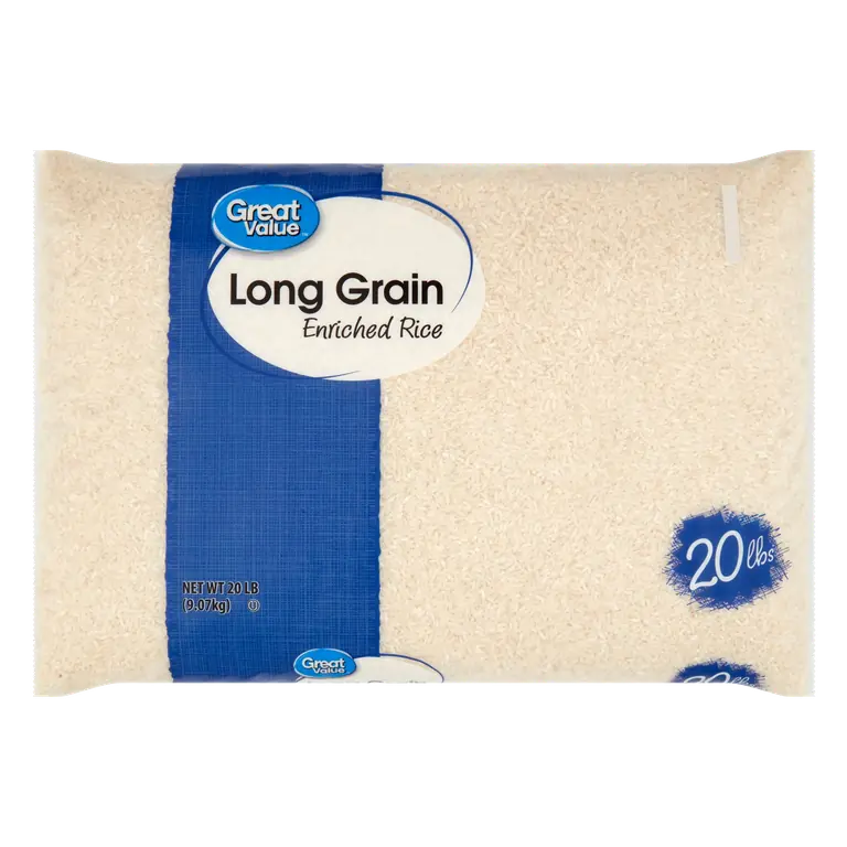 Great Value Long Grain Enriched Rice 20 lb Staple with Vitamins