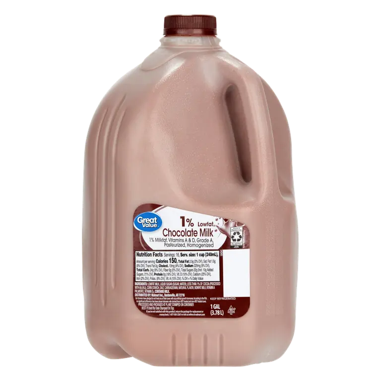 Great Value Low-fat Chocolate Milk Gallon 128 fl oz Pasteurized Grade A Calcium Protein