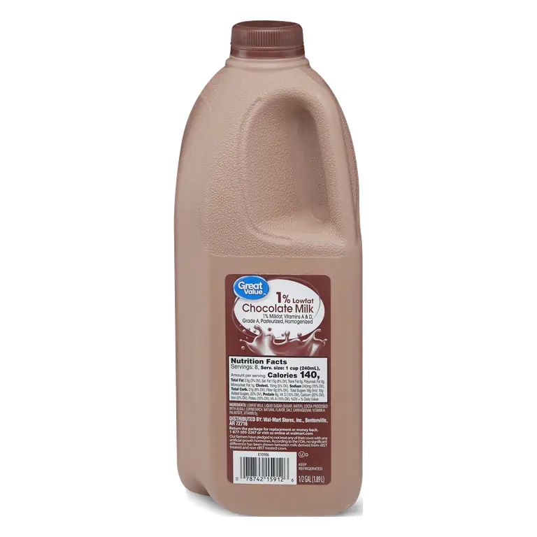 Great Value Low-fat Chocolate Milk Half Gallon 64 fl oz Plastic Jug with Protein Calcium