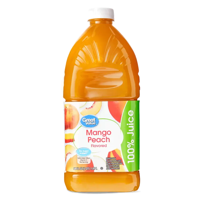 Great Value Mango Peach Flavored 100% Juice, 64 fl oz, with vitamin C