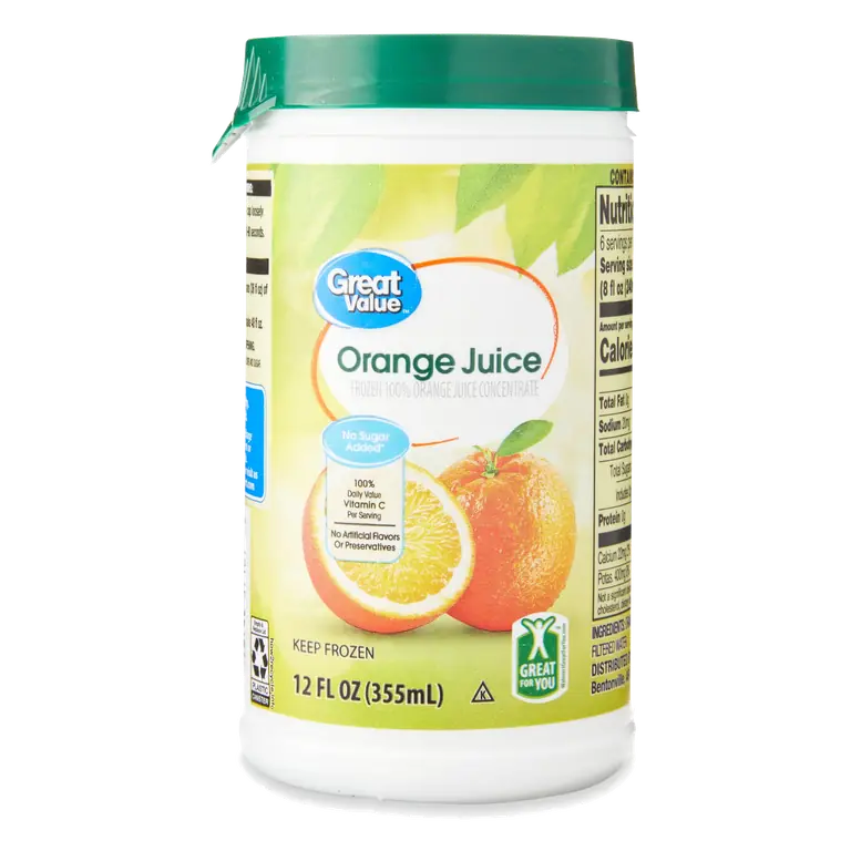Great Value Orange Juice, Frozen Concentrate, 12 fl oz, 100% Juice