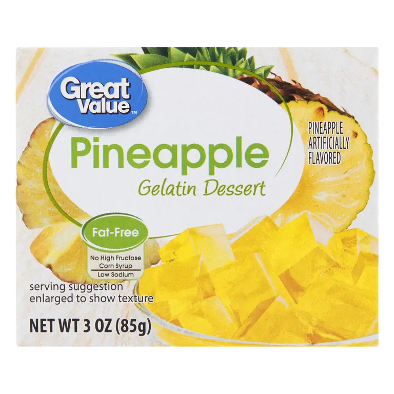 Great Value Pineapple Gelatin Dessert, 3 oz, Tropical Fruit Flavored, Easy to Make