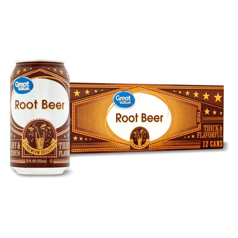 Great Value Root Beer Soda Pop, 12 fl oz, 12 Pack Cans