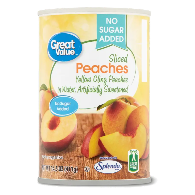 Great Value Sliced Peaches in Water, 14.5 oz - Naturally Sweetened with Splenda