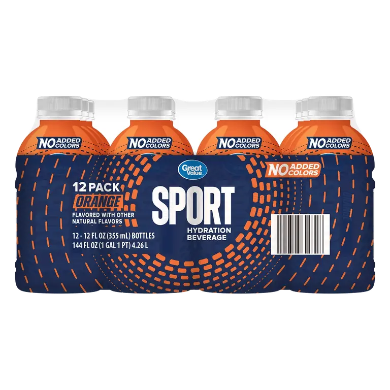 Great Value Sport Hydration Beverage, Orange, 12 fl oz, 12 Count
