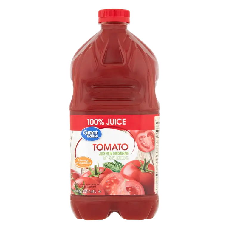 Great Value Tomato 100% Juice, 64 fl oz, 2 Servings Vegetables