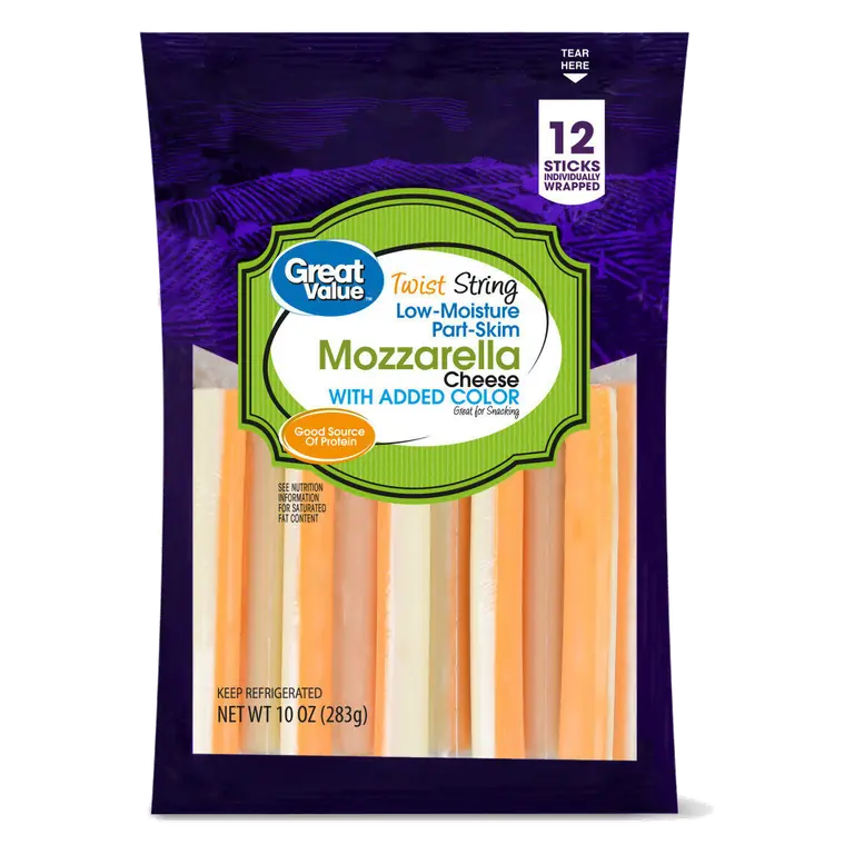 Mozzarella Low-Moisture Part-Skim Twist String Cheese Sticks
