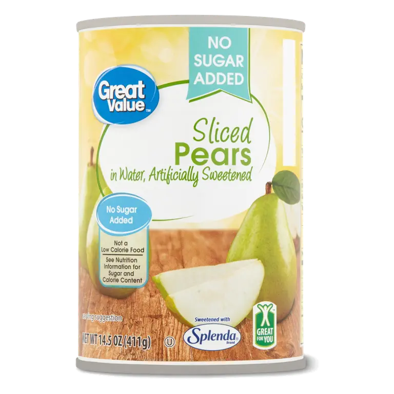 No Sugar Added Sliced Pears in Water Sweetened with Splenda