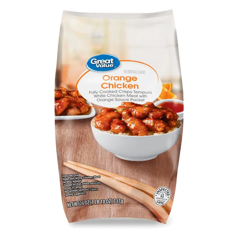 Orange Chicken Fully Cooked Crispy Tempura White Chicken Meat with Orange Sauce Packet