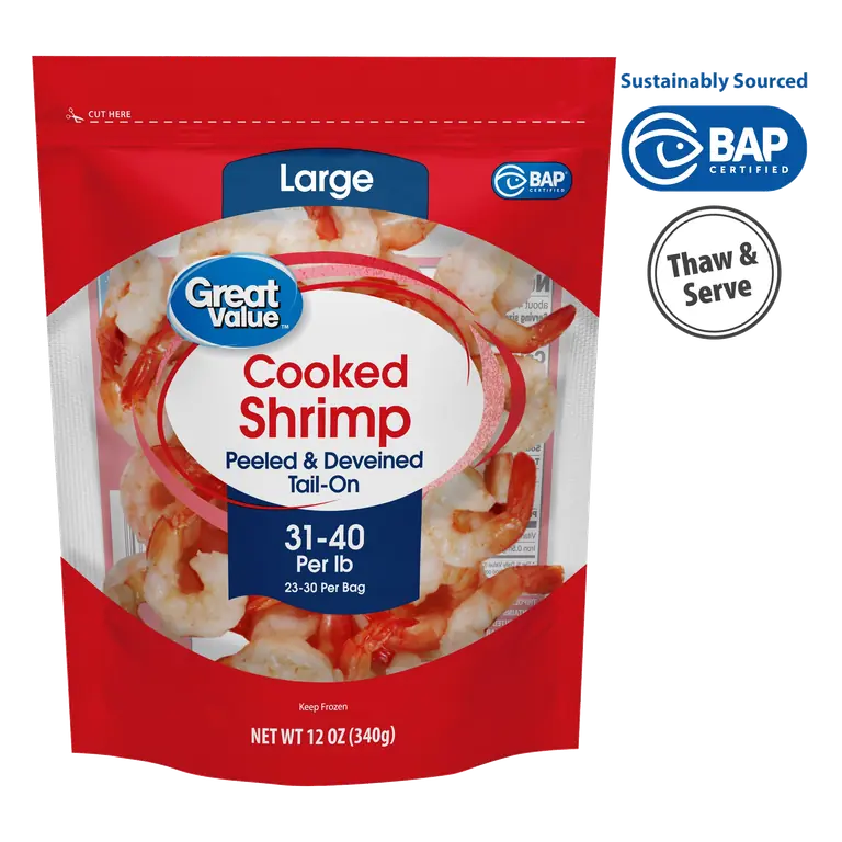 Peeled & Deveined Tail-On Large Cooked Shrimp