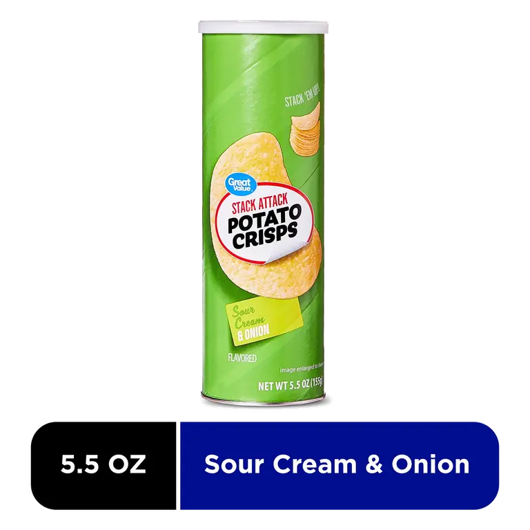 Sour Cream & Onion Flavored Stack Attack Potato Crisps