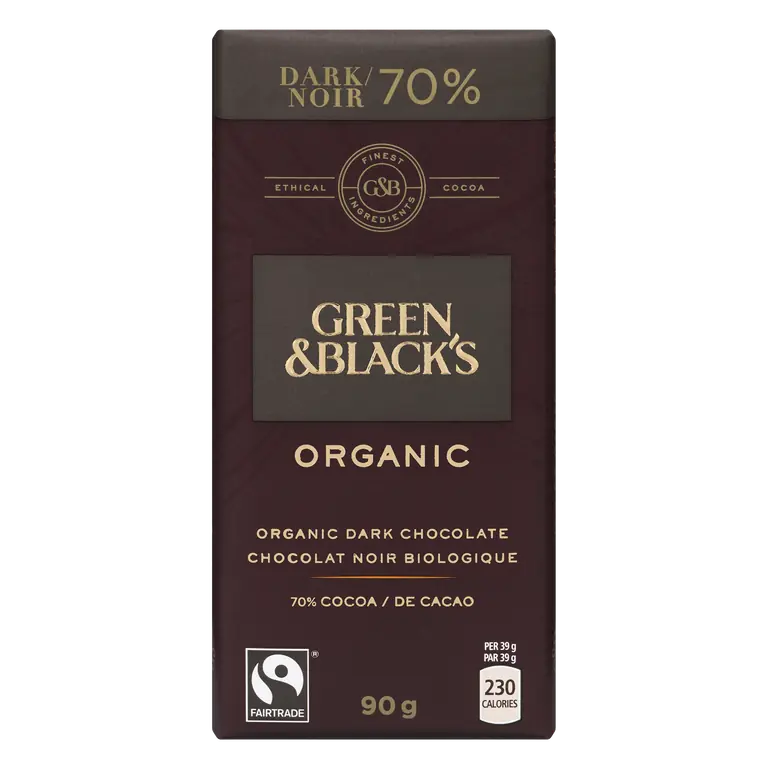 Organic Dark Chocolate Bar 70% Cocoa 90 g