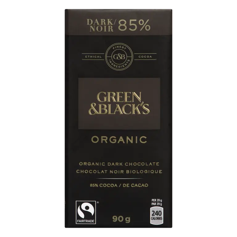 Organic Dark Chocolate Bar 85% Cocoa 90 g