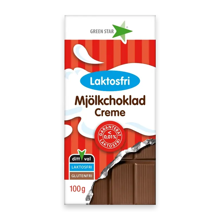 Mjökchoklad Creme Laktosfri 100g Greenstar