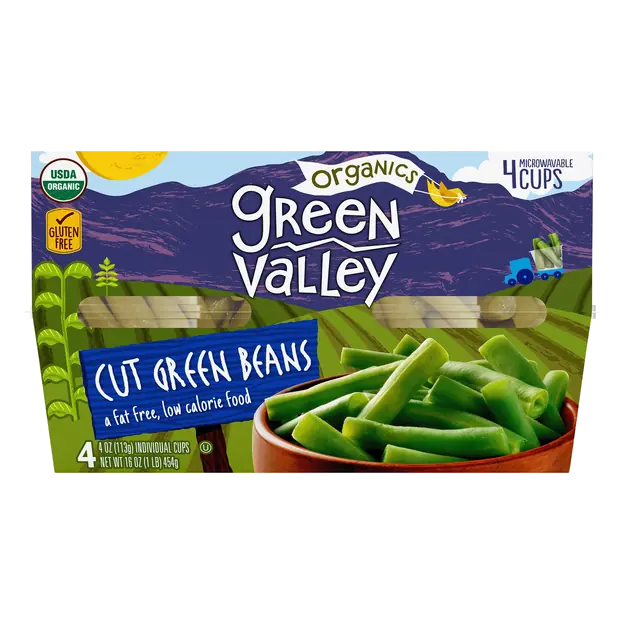 Organics Cut Green Beans Microwavable Cups - 4 ct