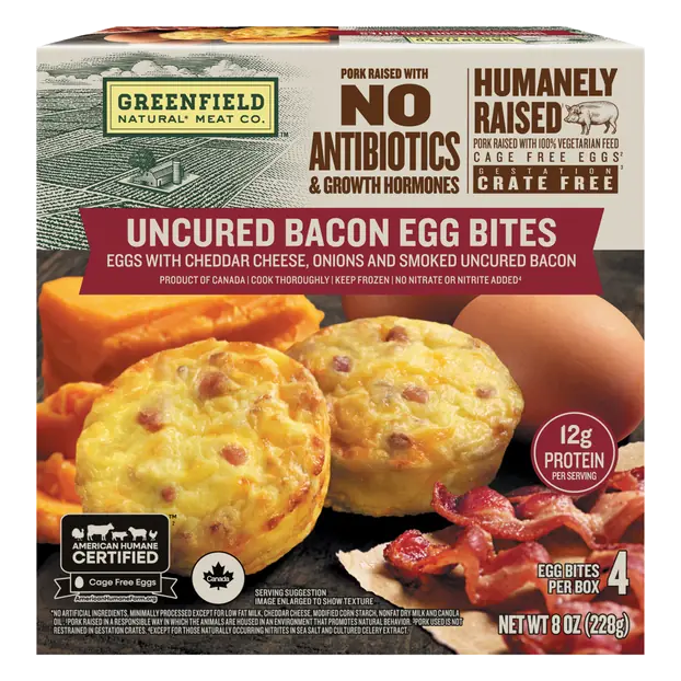 Greenfield Uncured Bacon Egg Bites - 4 ct Frozen