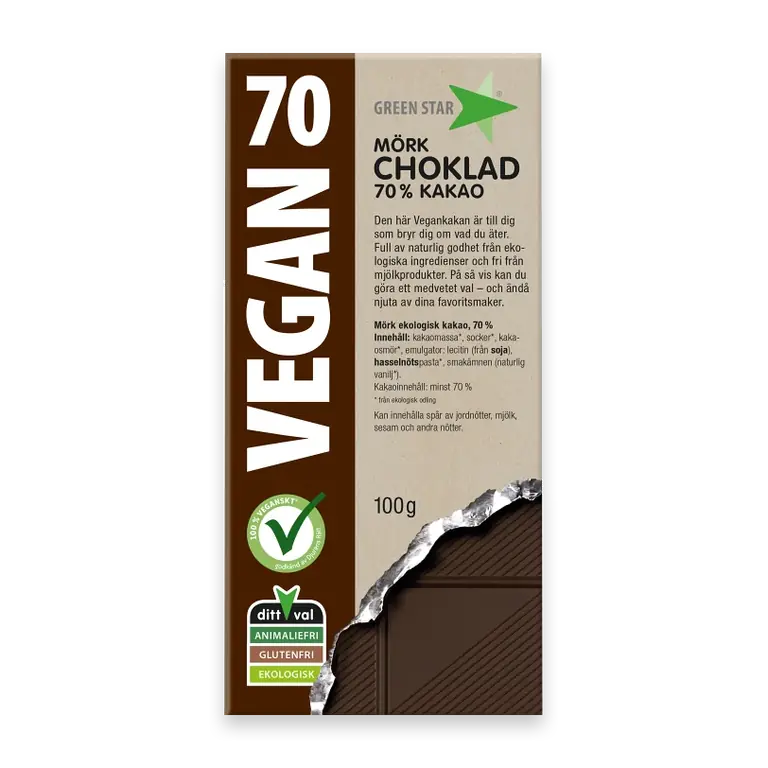 Choklad Mörk Vegan Glutenfri Ekologisk 100g