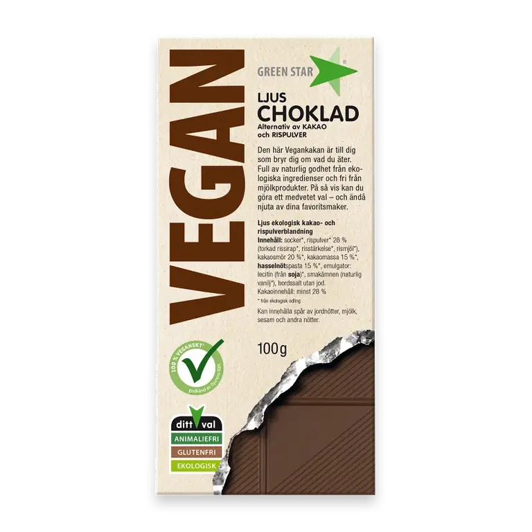 Chokladkaka Ljus Vegan Ekologisk 100g