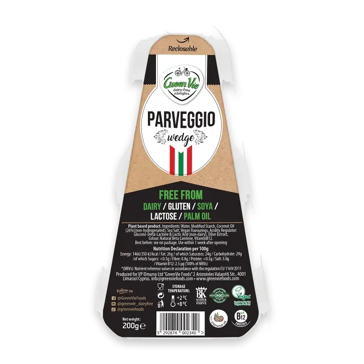 Ost Parveggio Block Vegansk Glutenfri Laktosfri 200g