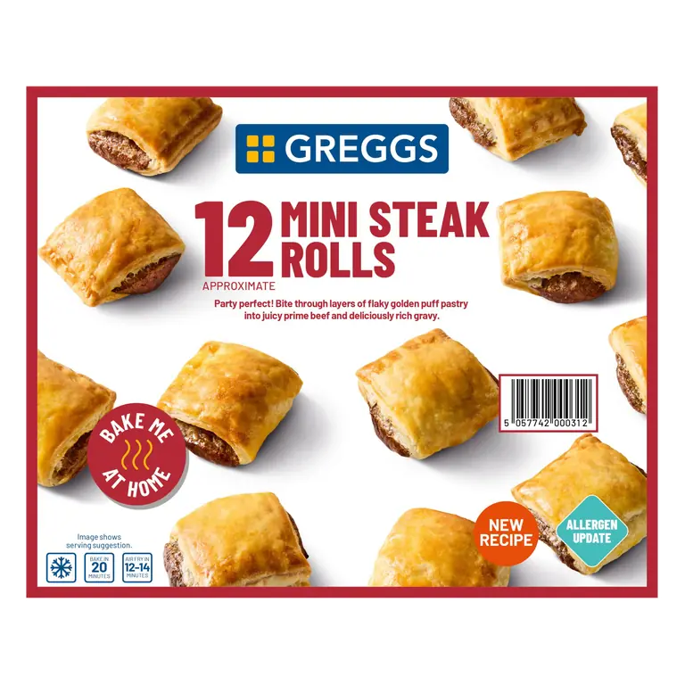 Greggs 12 Mini Steak Rolls 360g