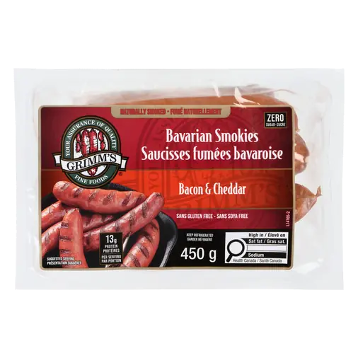 Grimm's Bavarian Smokies Bacon & Cheddar 450 g