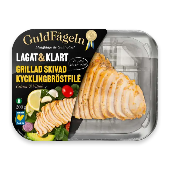 Kycklingbröst Filé Citron Vitlök Grillad Skivad