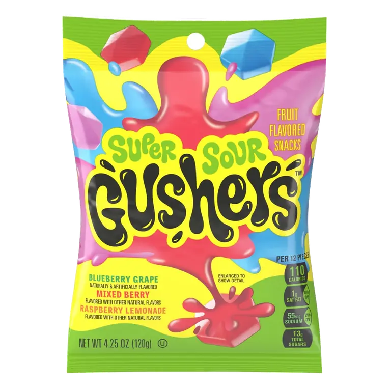Super Sour Blueberry Grape, Mixed Berry, Raspberry Lemonade Fruit Flavored Snacks
