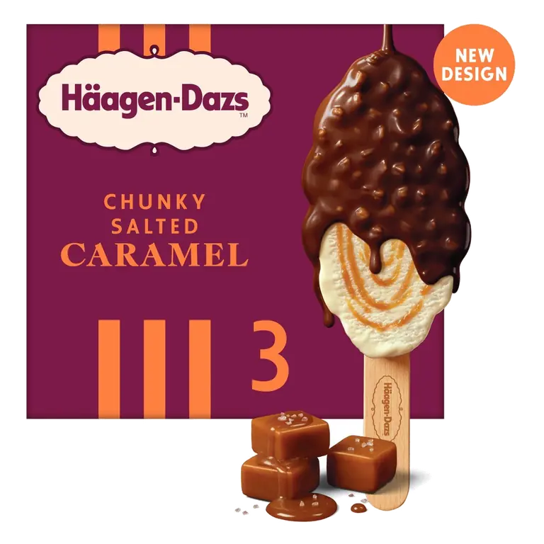3 Chunky Salted Caramel Ice Cream Sticks