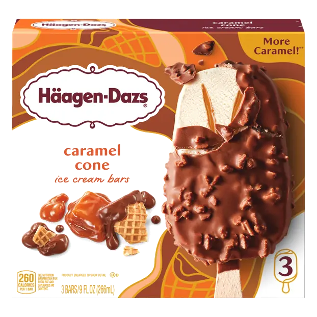 Caramel Cone Ice Cream Bars - 3 ct