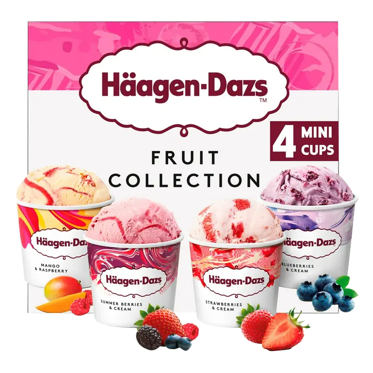 Fruit Collection Mini Frozen Dessert Ice Cream Tub 4x95ml