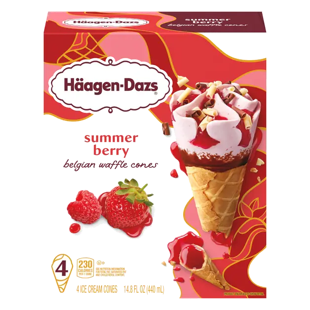 Summer Berry Belgian Waffle Ice Cream Cones - 4 ct