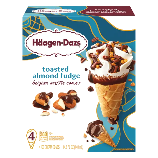 Toasted Almond Fudge Belgian Waffle Ice Cream Cones - 4 ct