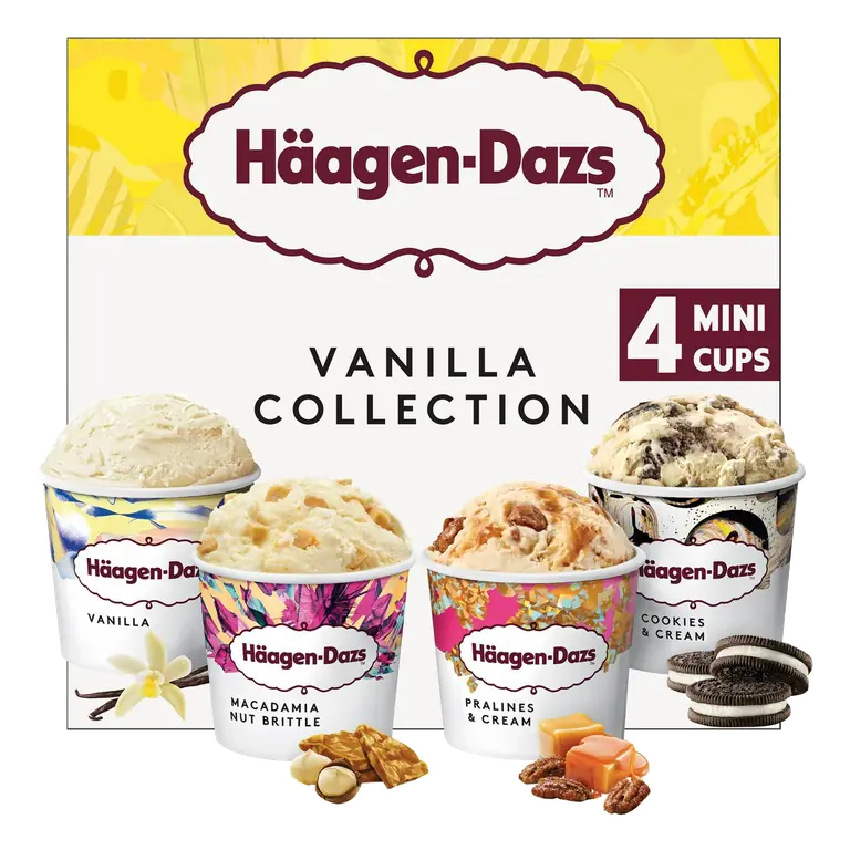 Vanilla Collection Mini Frozen Dessert Ice Cream Tub 4x95ml