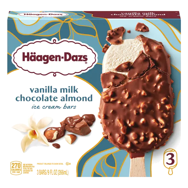 Vanilla Milk Chocolate Almond Ice Cream Bars - 3 ct