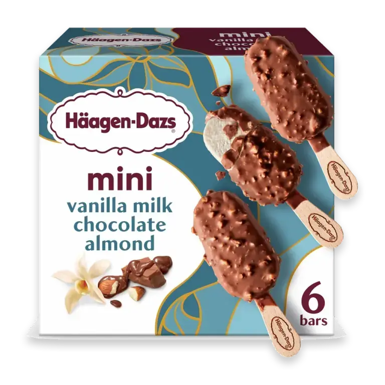 Vanilla Milk Chocolate Almond Mini Ice Cream Bars, 6 Count