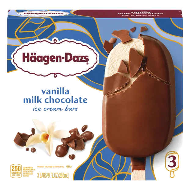 Vanilla Milk Chocolate Ice Cream Bars - 3 ct