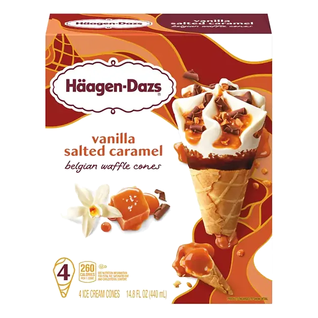 Vanilla Salted Caramel Ice Cream Cones