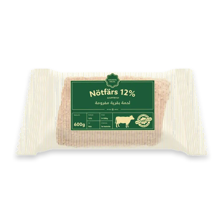 Halal Nötfärs 12% 600g
