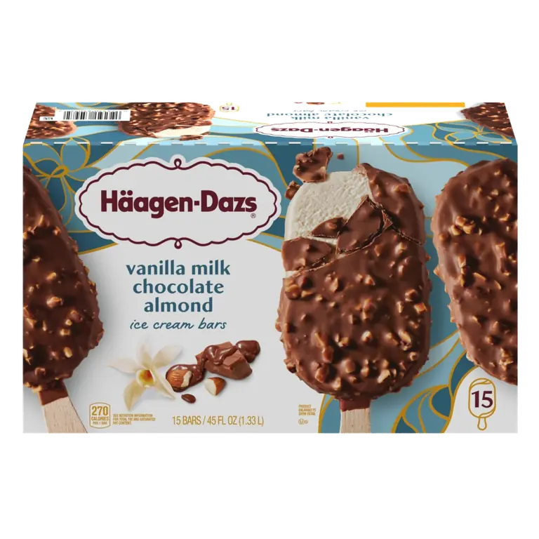 Vanilla Milk Chocolate Almond Ice Cream Bars