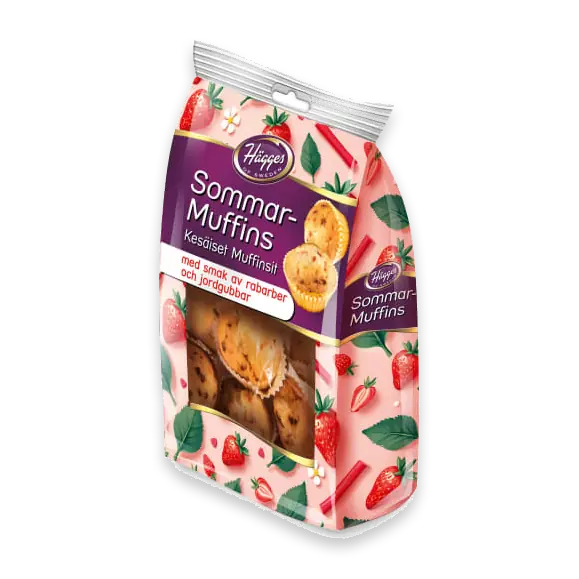 Sommarmuffins Rabarber Jordgubbar