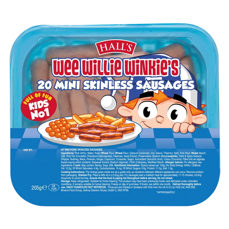 Hall's Wee Willie Winkie's 20 Mini Skinless Sausages 205g