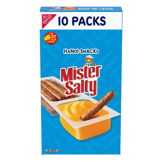 Handi-Snacks Mister Salty Pretzels 'N Cheesy Dip Snack Packs, 10-0.92 oz Snack Packs