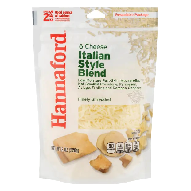 6 Cheese Italian Style Finely Shredded Cheese Blend