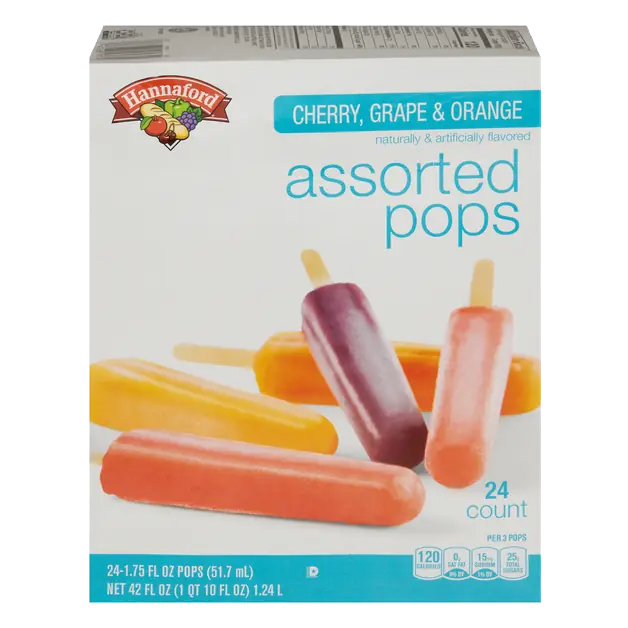 Cherry Grape & Orange Assorted Ice Pops - 24 ct