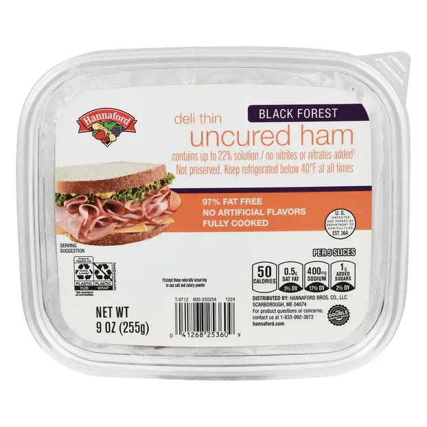 Deli Thin Black Forest Uncured Ham Sliced