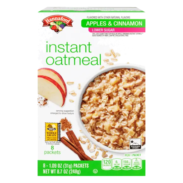Lower Sugar Apples & Cinnamon Instant Oatmeal - 8 ct
