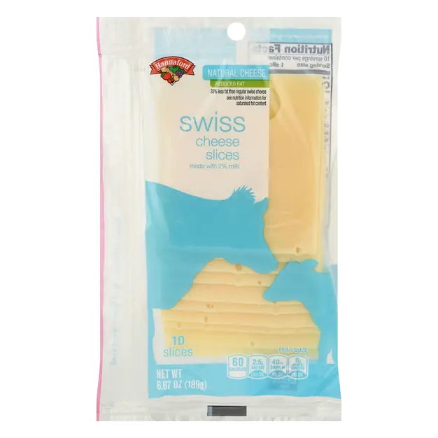 Natural Reduced Fat Swiss Cheese Slices - 10 ct