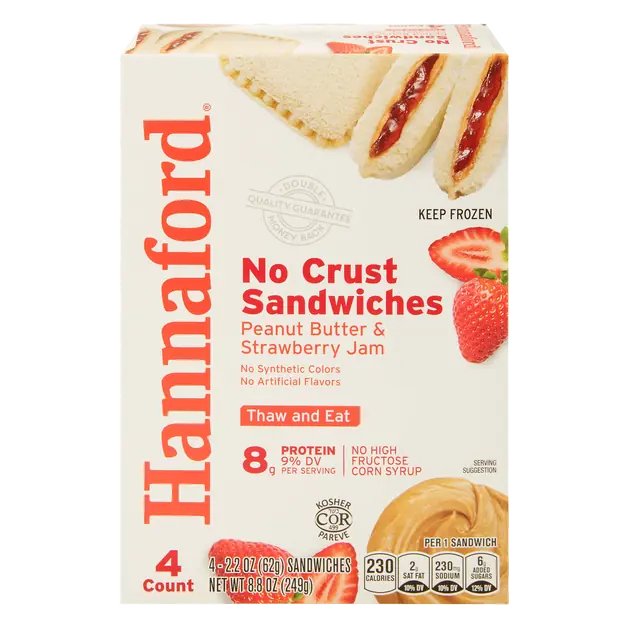 Peanut Butter & Strawberry Jam No Crust Sandwiches - 4 ct Frozen